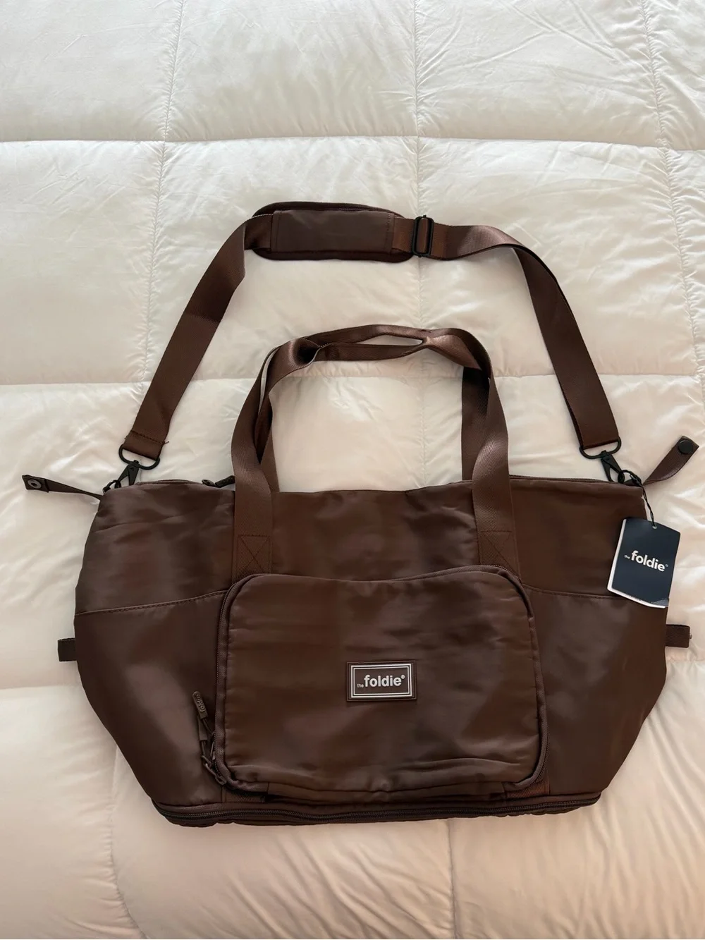 The Foldie travel bag in brown